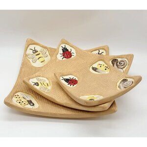 3 Decorative Square Ceramic Trinket Trays Multicolor Art Pottery by Rende Oreks